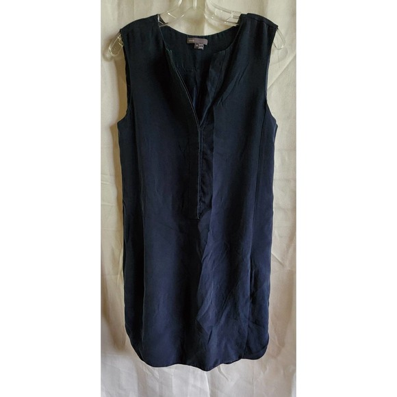 Vince navy silk shift dress 8 - Picture 2 of 5